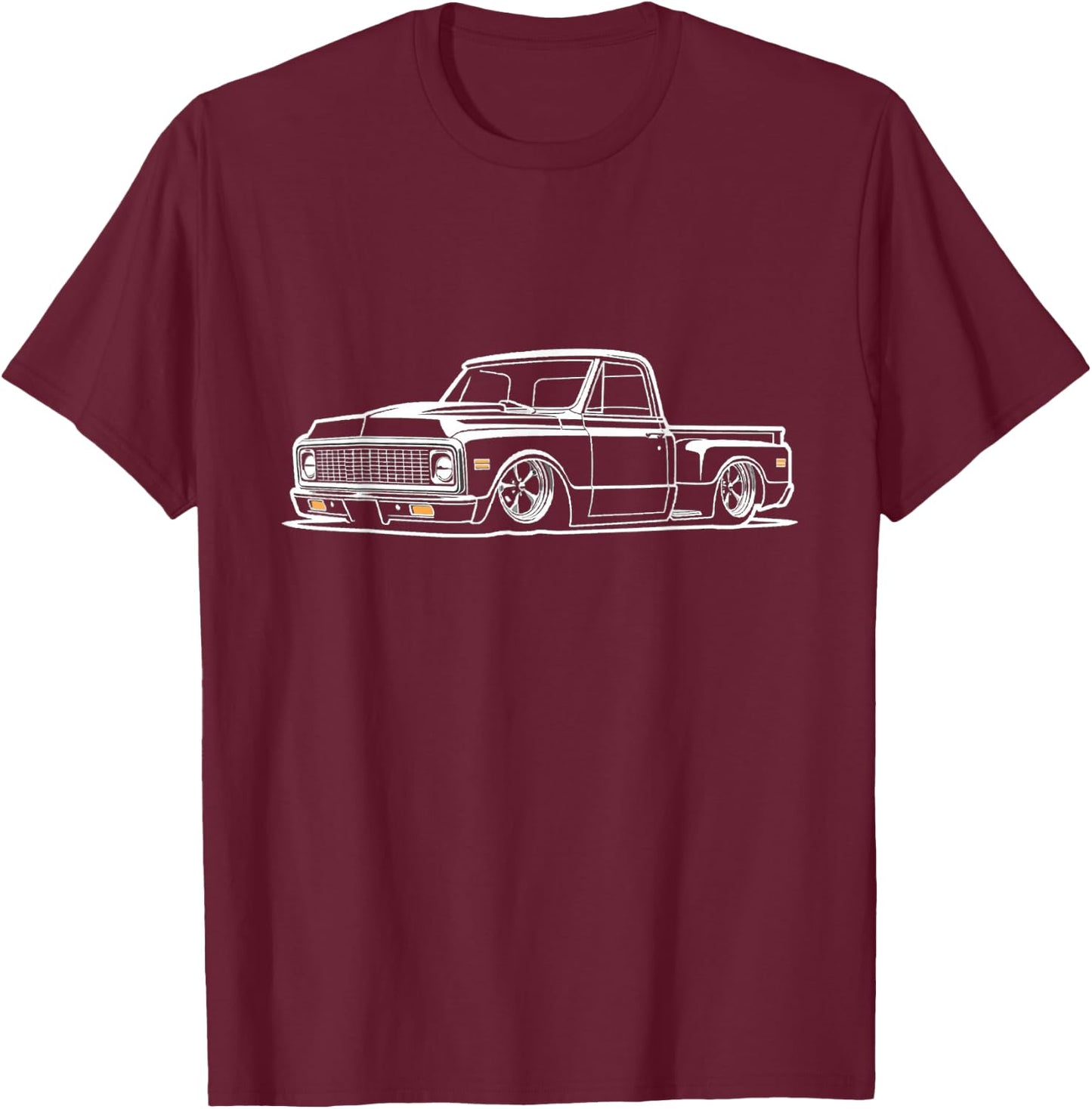 70-72 C10 Stepside Classic Silhouette C10 Truck Old School T-Shirt - T-Shirt | Maroon