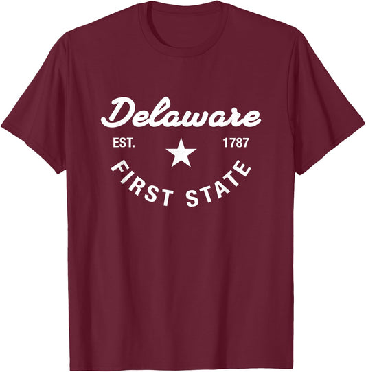 Delaware - The First State - Throwback Design - Classic T-Shirt - T-Shirt | Maroon