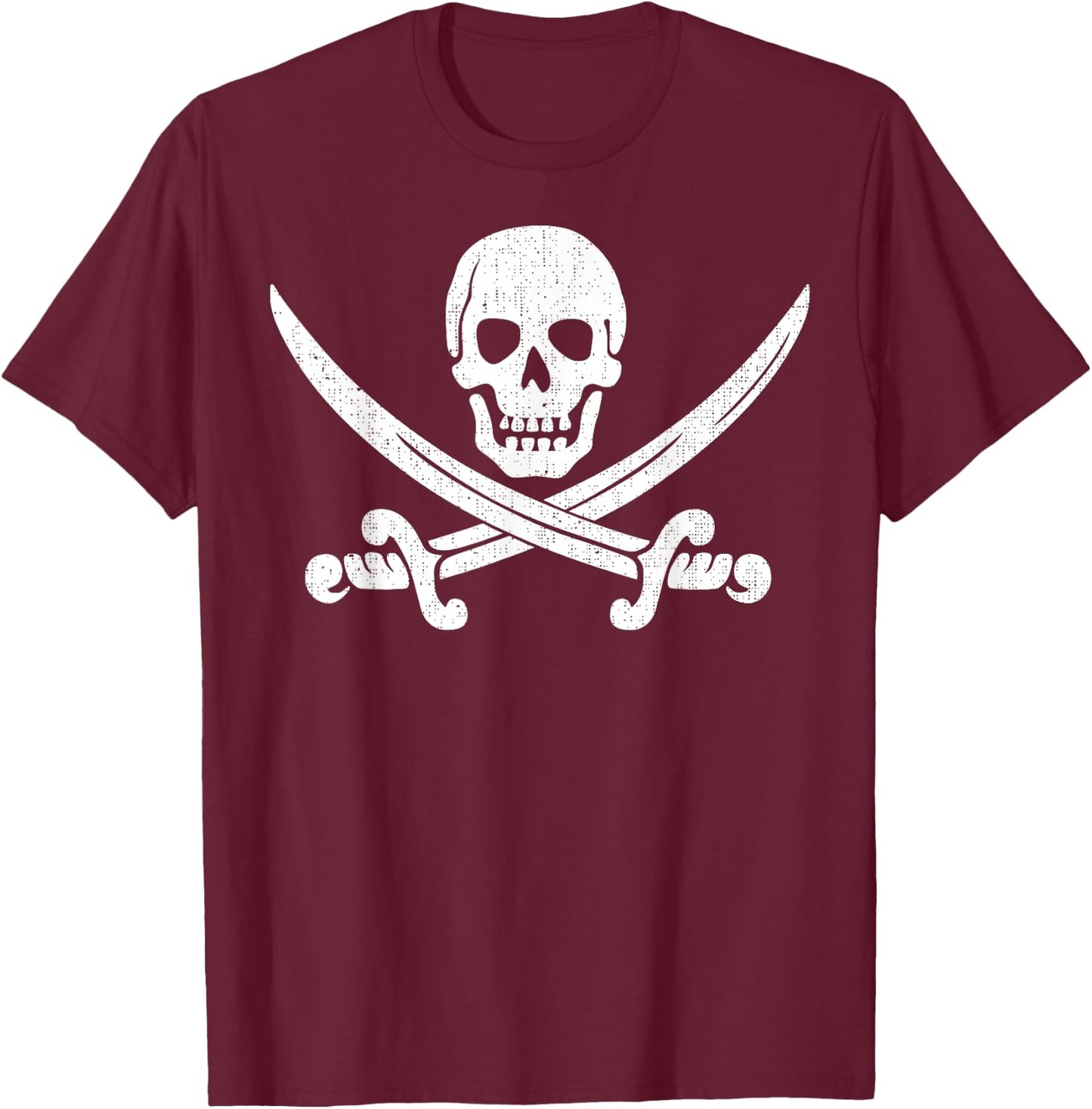 Skull Crossed Pirate Sword T-Shirt - T-Shirt | Maroon