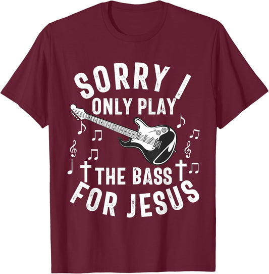 Christian Bass Guitar Player Worship Jesus Bassist Music T-Shirt - T-Shirt | Maroon