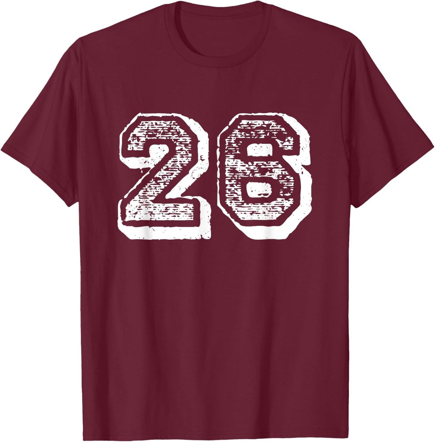 Number 26 Sports Jersey Player #26 Fan FRONT Print Vintage T-Shirt - T-Shirt | Maroon