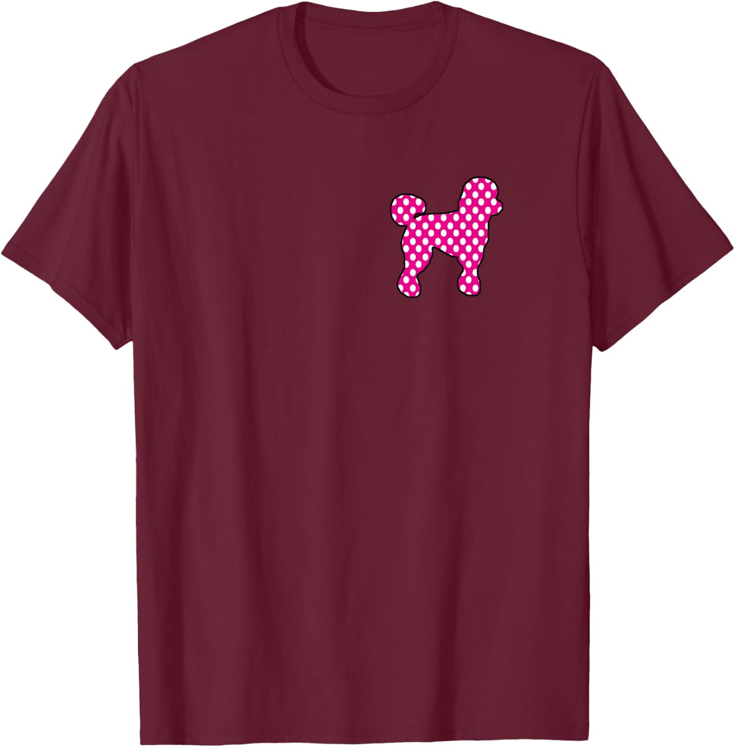 Pink And White Polka Dot Poodle 50s Sock Hop Dance Retro T-Shirt - T-Shirt | Maroon
