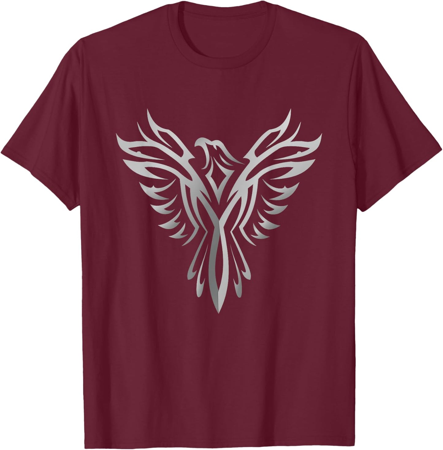 Phoenix , Silver Animal Graphic Art Design Shirt T-Shirt - T-Shirt | Maroon