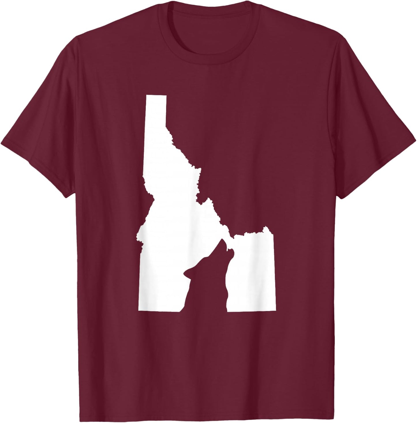 Idaho State Gray Wolf Outdoor Sports Hunting Shirt T-Shirt - T-Shirt | Maroon
