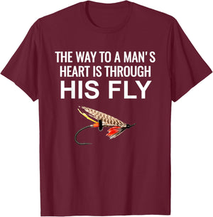 The way to a mans heart is through his fly T-Shirt - T-Shirt | Maroon