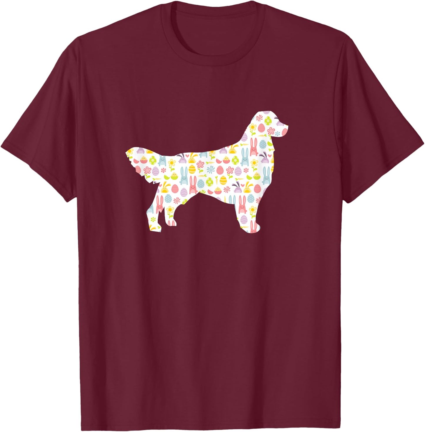 Golden Retriever Easter Bunny Dog Silhouette T-Shirt - T-Shirt | Maroon