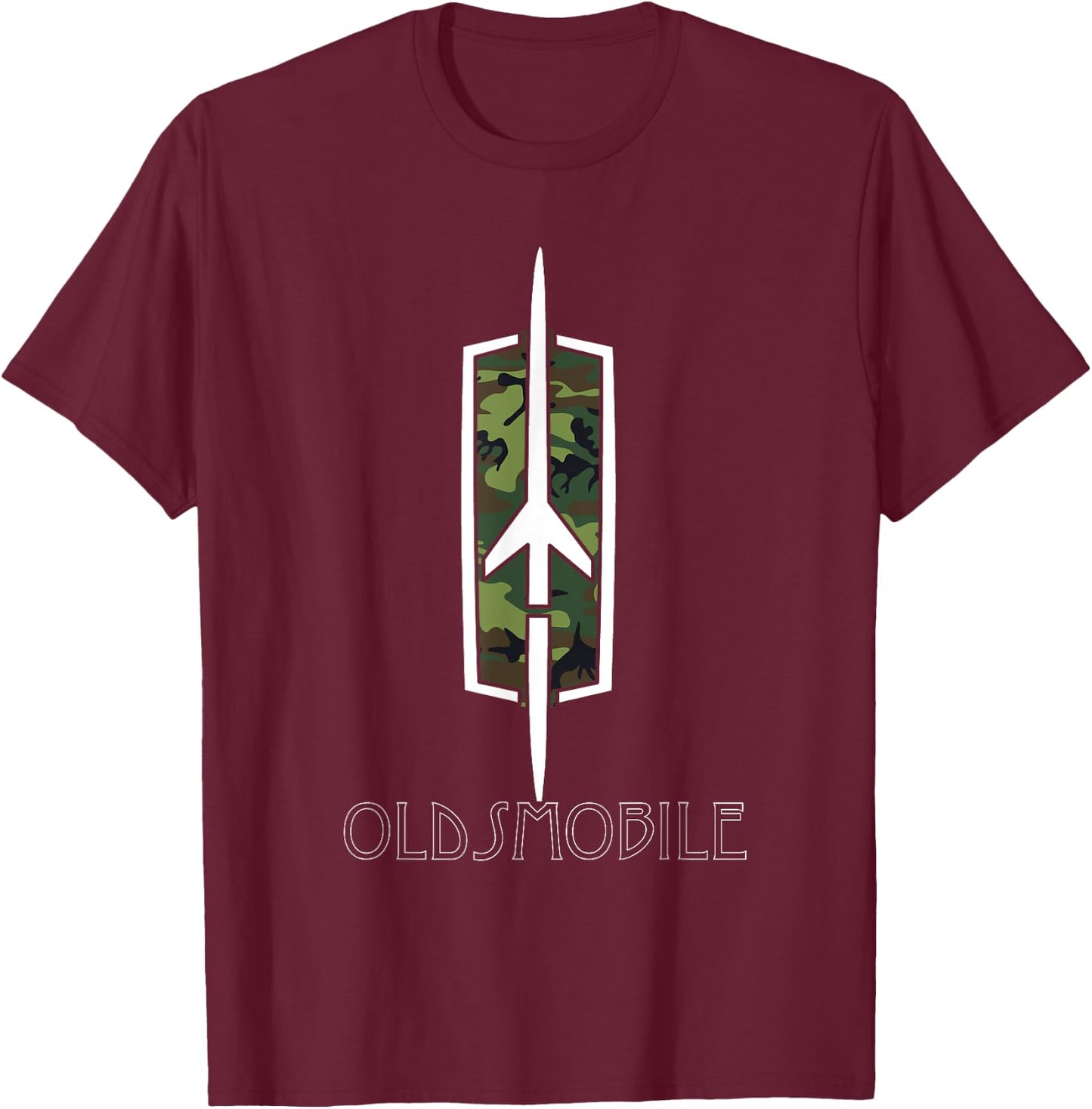 Oldtimer Show Vintage Oldsmobile Camouflage Rockets Logo T-Shirt - T-Shirt | Maroon