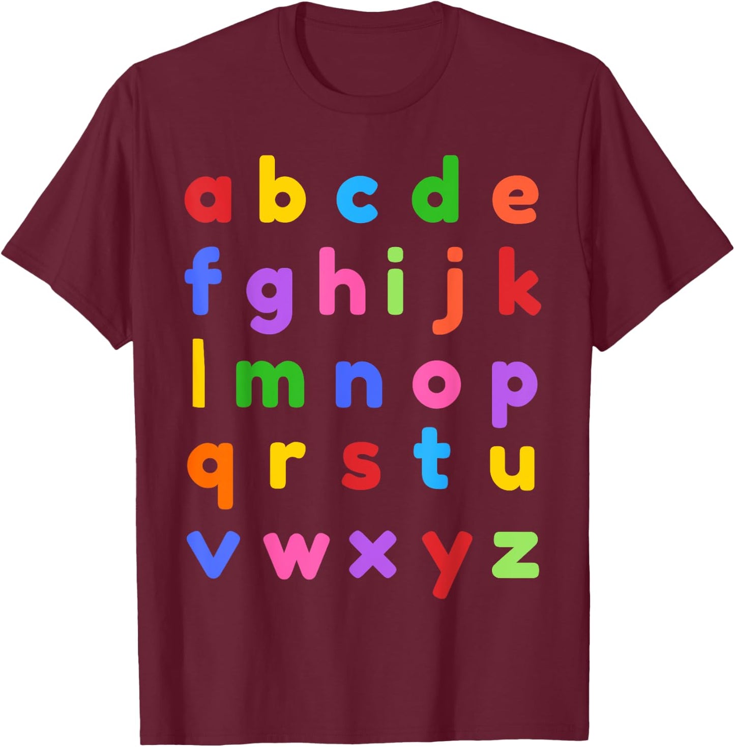 Alphabet Shirt Lowercase ABC Letter Teachers Kids T-Shirt - T-Shirt | Maroon