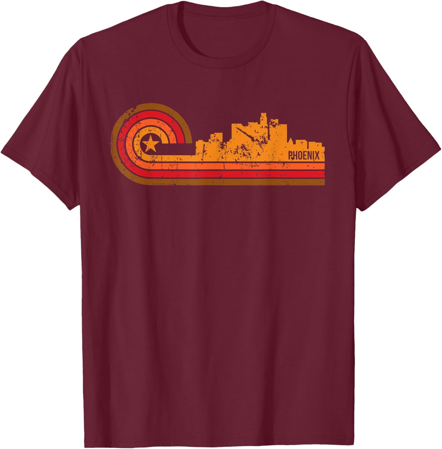 Retro Phoenix - Phoenix AZ Skyline Shirt T-Shirt - T-Shirt | Maroon