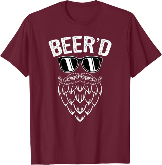 Beer'd Hop Beard Funny Craft Beer Lover Drinking Party Shirt T-Shirt - T-Shirt | Maroon