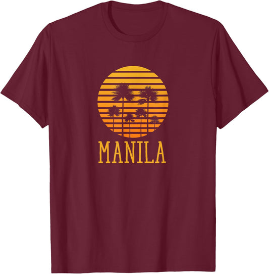 Manila Vintage Retro 70s Throwback Philippines T-Shirt - T-Shirt | Maroon