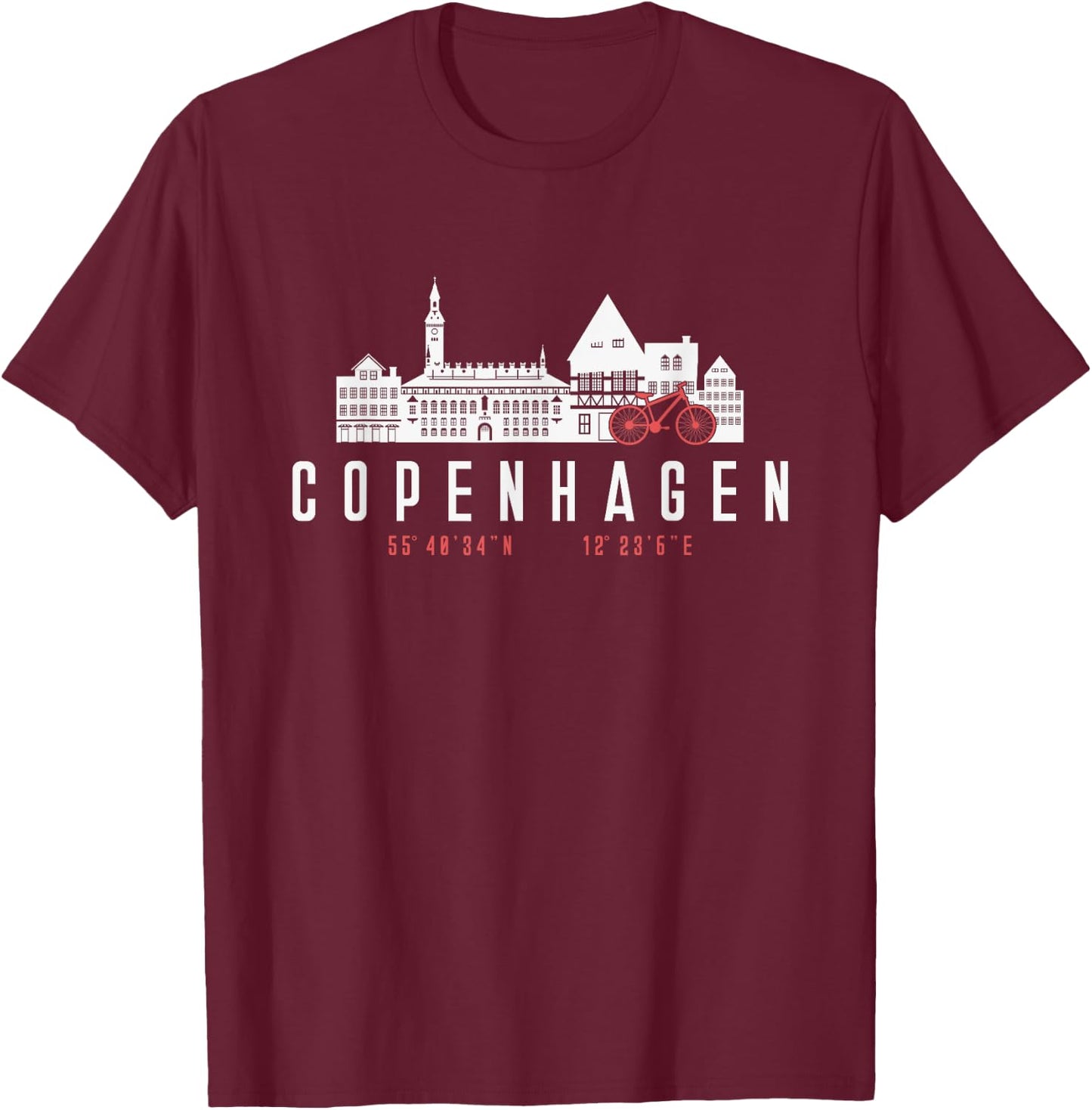 Copenhagen Denmark print Souvenir Vintage Danish Capital T-Shirt - T-Shirt | Maroon