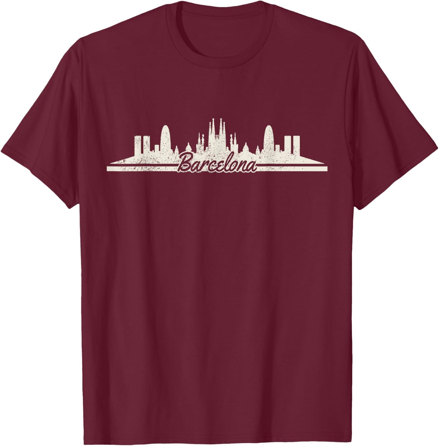 Barcelona Skyline Shirt - Spain Souvenir T-Shirt - T-Shirt | Maroon
