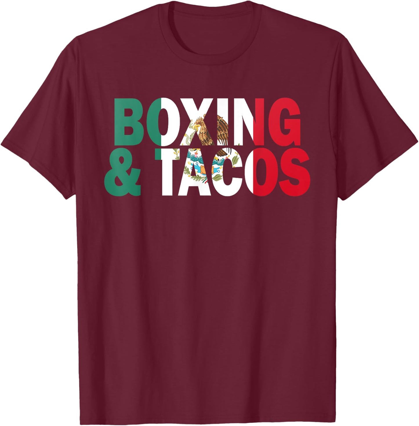 Boxing and Tacos Funny Mexico T-Shirt - T-Shirt | Maroon