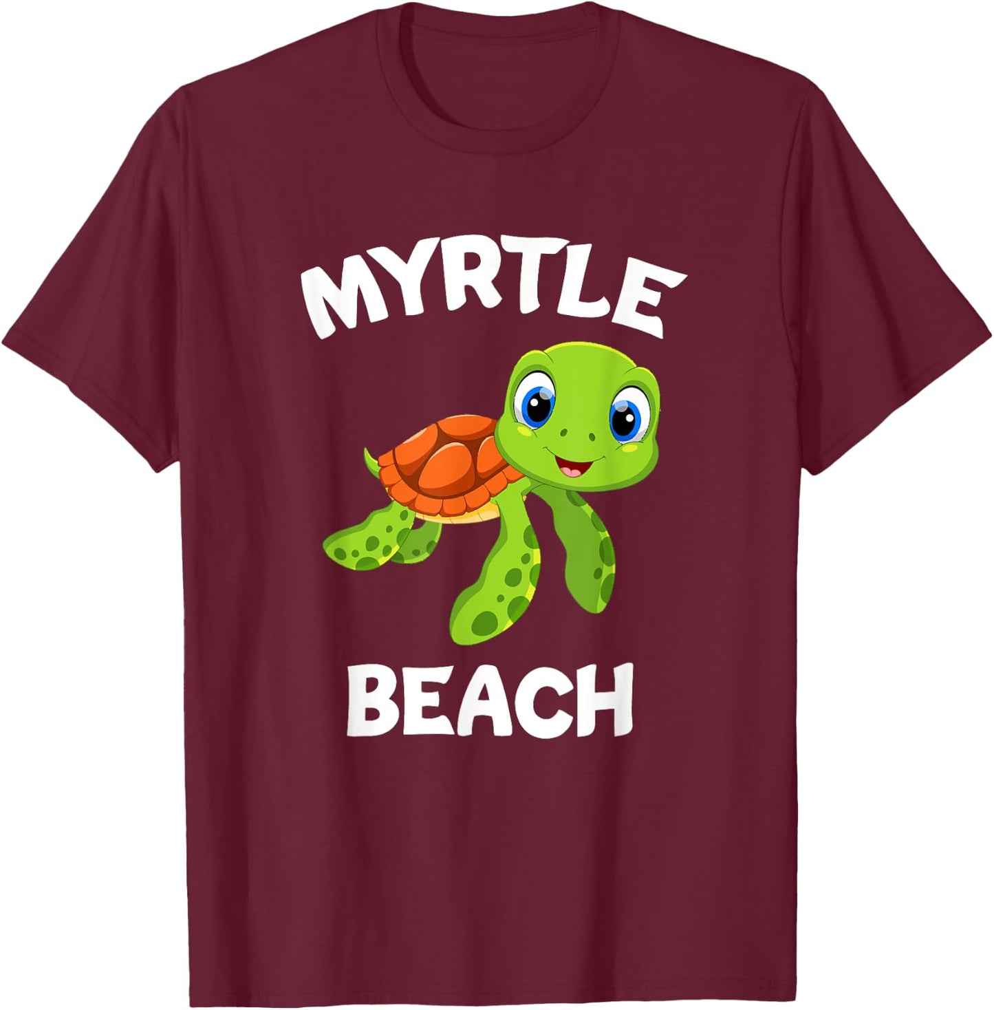 Awesome Myrtle Beach Design Featuring A Cute Sea Turtle Women Kids T-Shirt - T-Shirt | Maroon