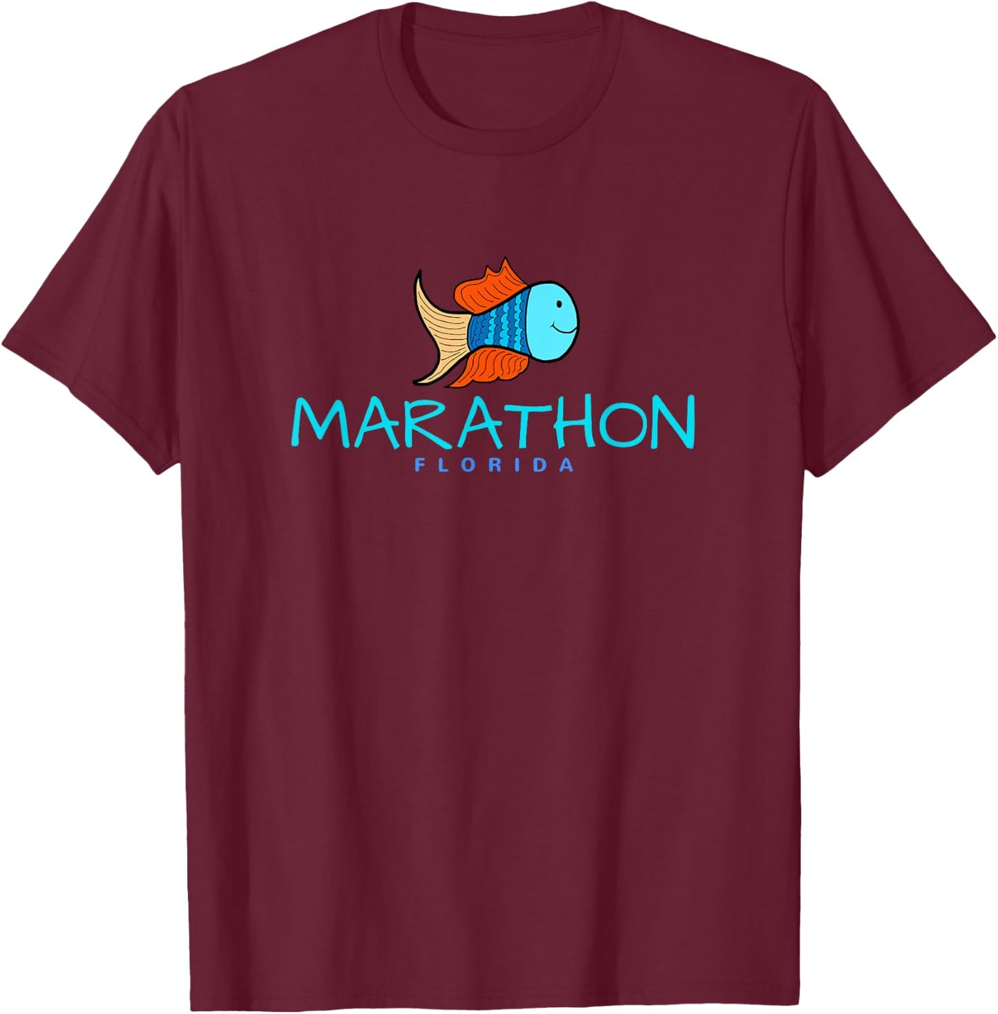 Marathon Florida , Fun Fish Novelty T-Shirt - T-Shirt | Maroon