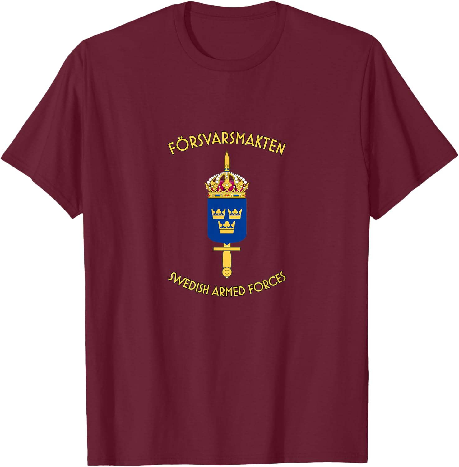 Forsvarsmakten Swedish Armed Forces badge T-Shirt - T-Shirt | Maroon