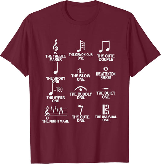 Musical Notes Symbol Definition Humor Funny Christmas Gift Short Sleeve T-Shirt - T-Shirt | Maroon