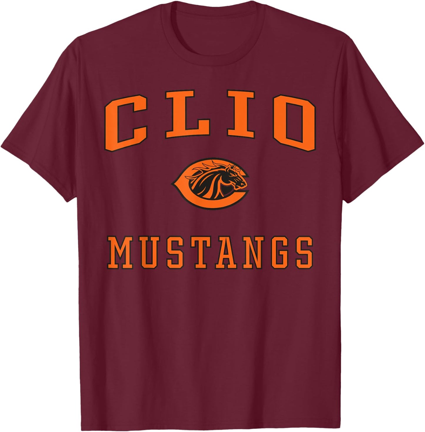 Clio High School Mustangs T-Shirt - T-Shirt | Maroon