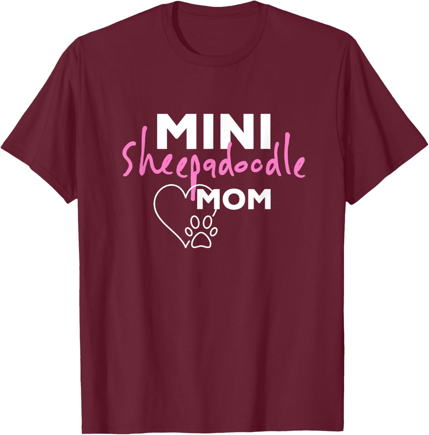 Mini Sheepadoodle Mom T-Shirt - T-Shirt | Maroon