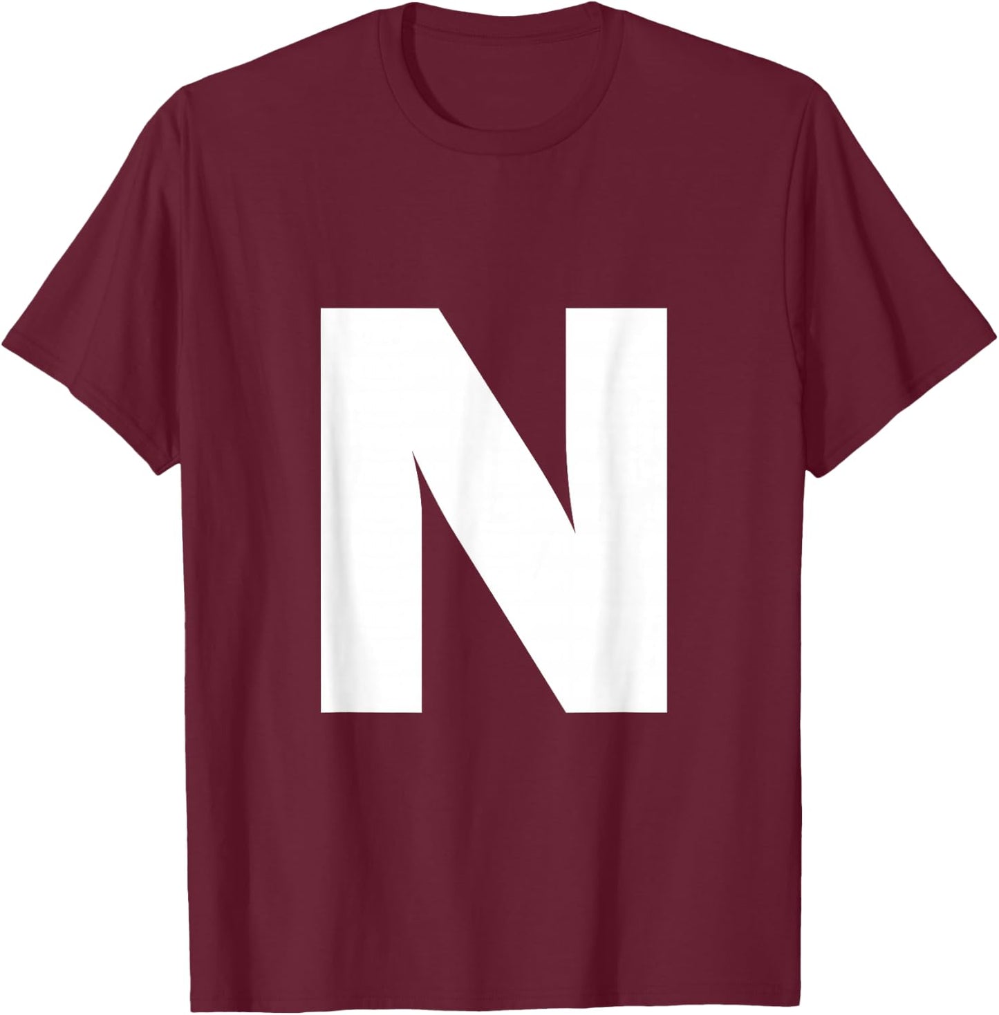 Letter N Capital Alphabet Monogram Initial T-Shirt - T-Shirt | Maroon