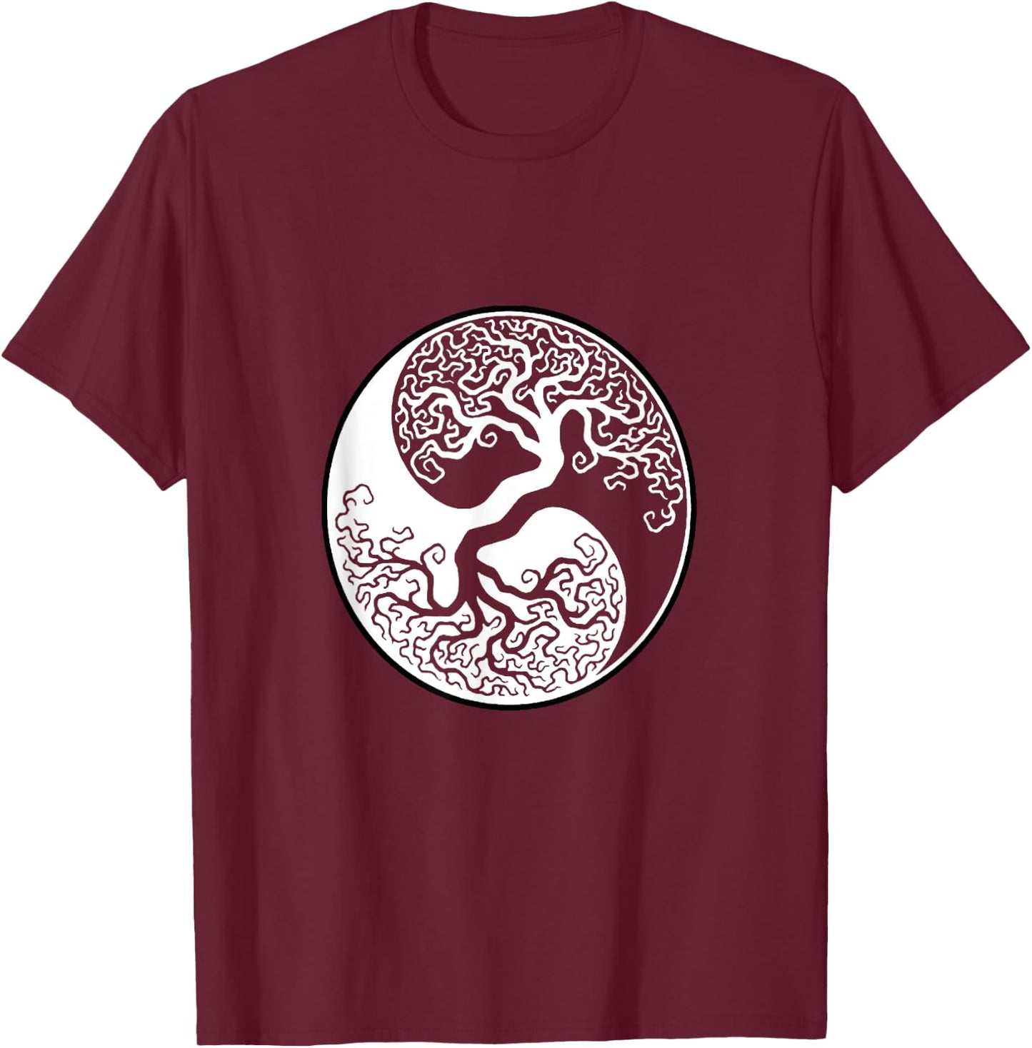 Yin Yang Tree Of Life T-Shirt - T-Shirt | Maroon