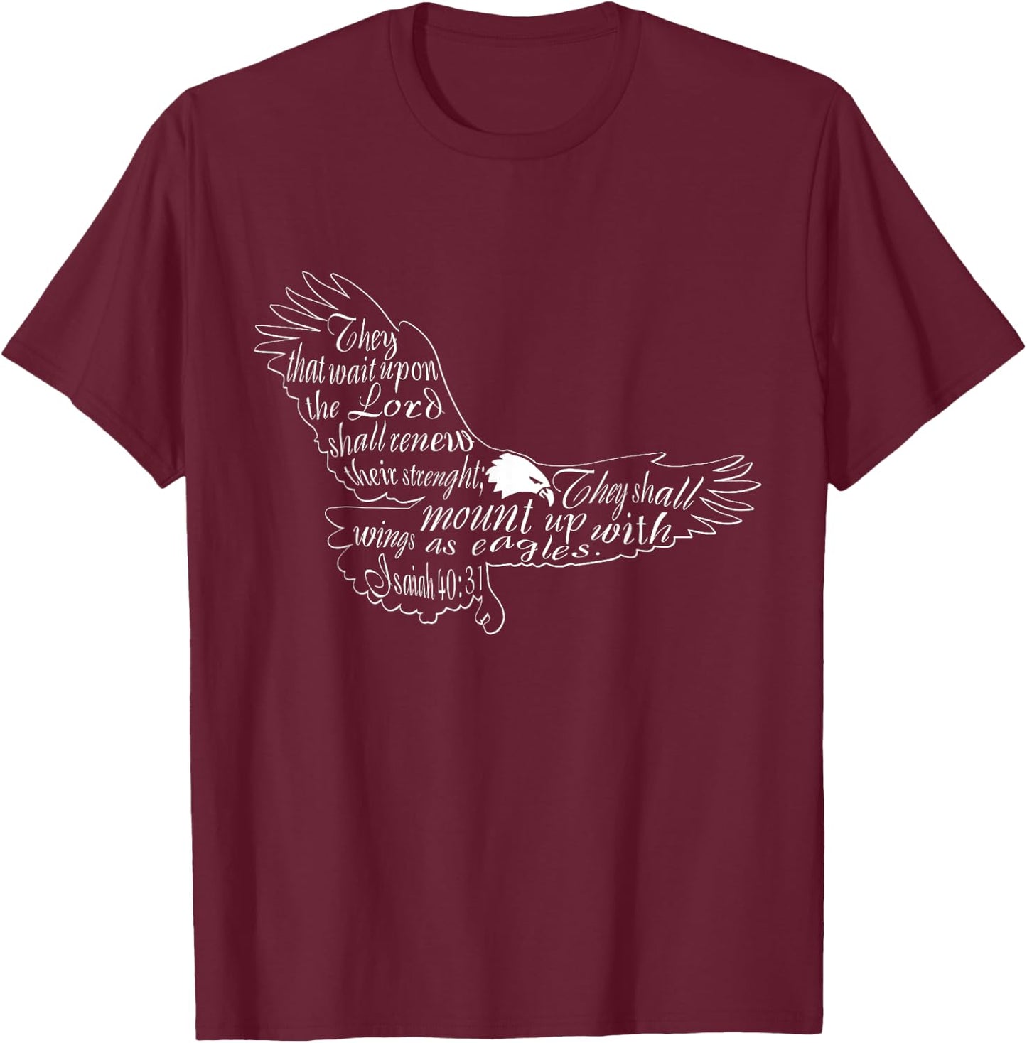 They That Wait Upon The Lord Eagle Religious T Shirt T-Shirt - T-Shirt | Maroon