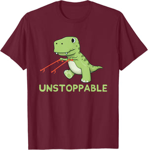 Unstoppable T-Rex With Long Arms Pun T-Shirt - T-Shirt | Maroon