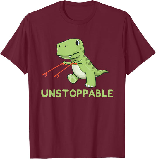 Unstoppable T-Rex With Long Arms Pun T-Shirt - T-Shirt | Maroon