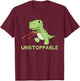 Unstoppable T-Rex With Long Arms Pun T-Shirt - T-Shirt | Maroon
