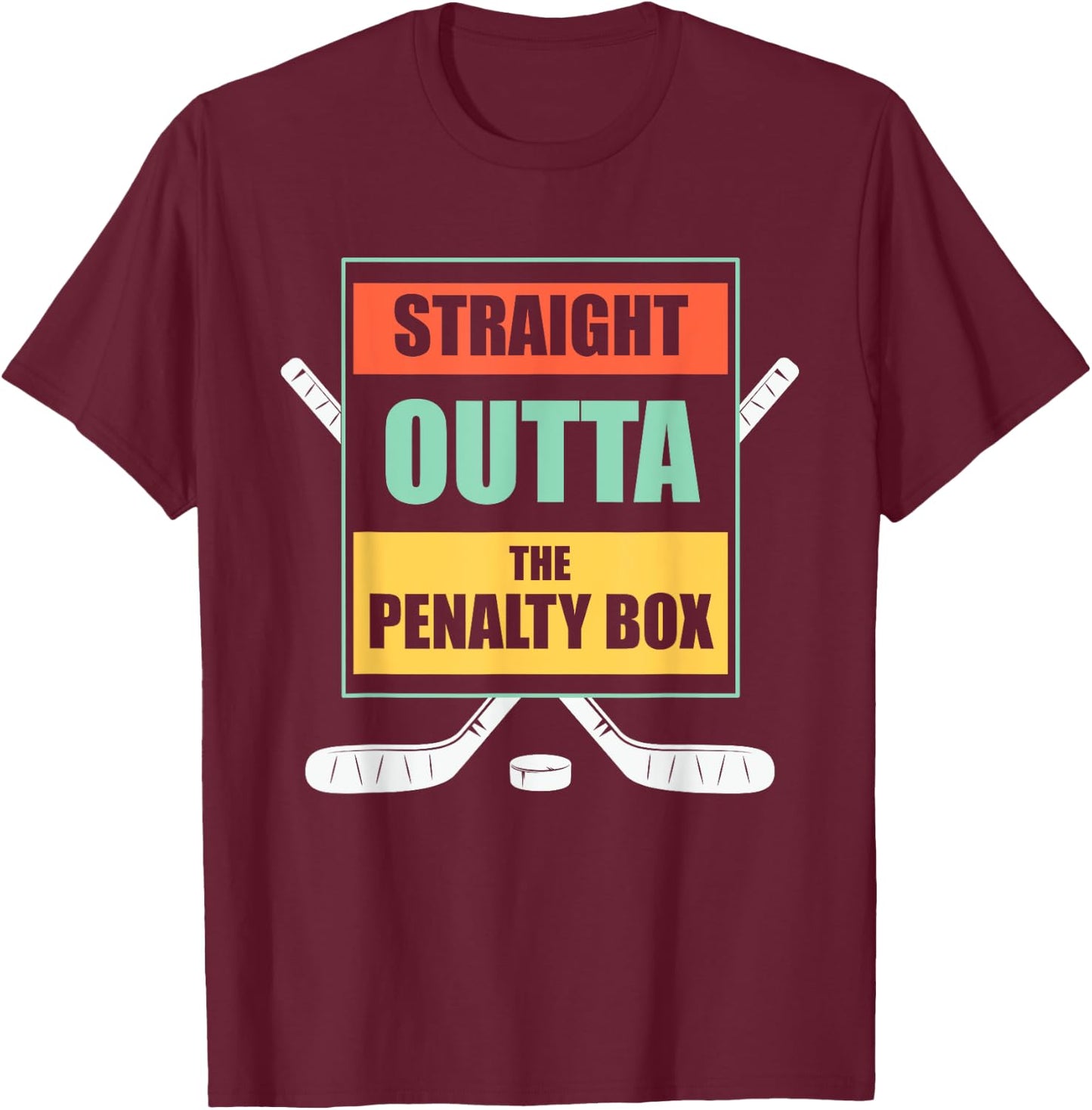 Straight Outta The Penalty Box Kids Boys Girls Ice Hockey T-Shirt - T-Shirt | Maroon