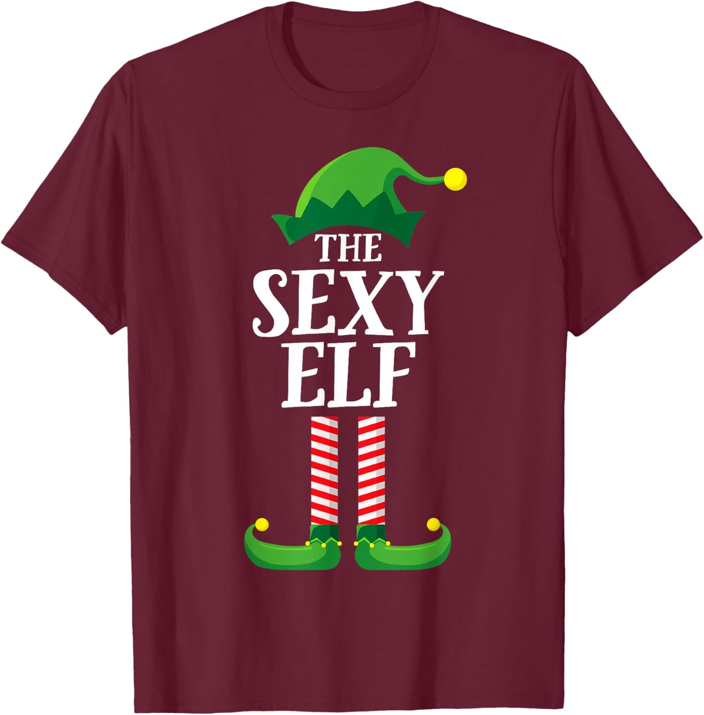 Sexy Elf Matching Family Group Christmas Party Pyjamas T-Shirt - T-Shirt | Maroon