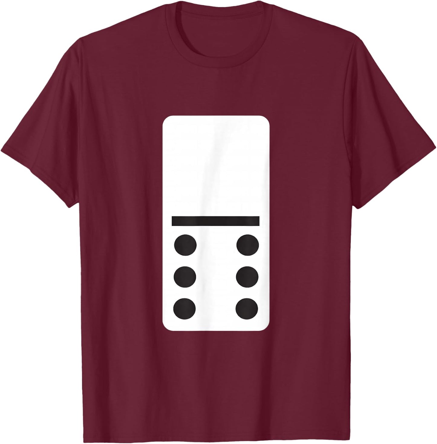 Blank Six Dominoes Costume 0-6 Domino Game Birthday T-Shirt - T-Shirt | Maroon