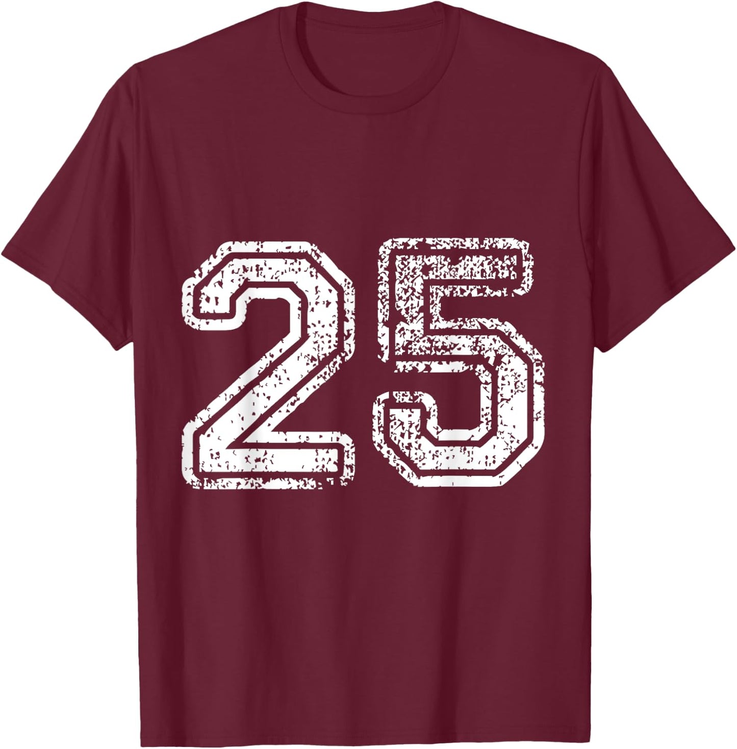 Distressed Number 25 Jersey T-Shirt - T-Shirt | Maroon