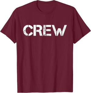 Black With Crew Stencil Type Text On Back For Bands T-Shirt - T-Shirt | Maroon