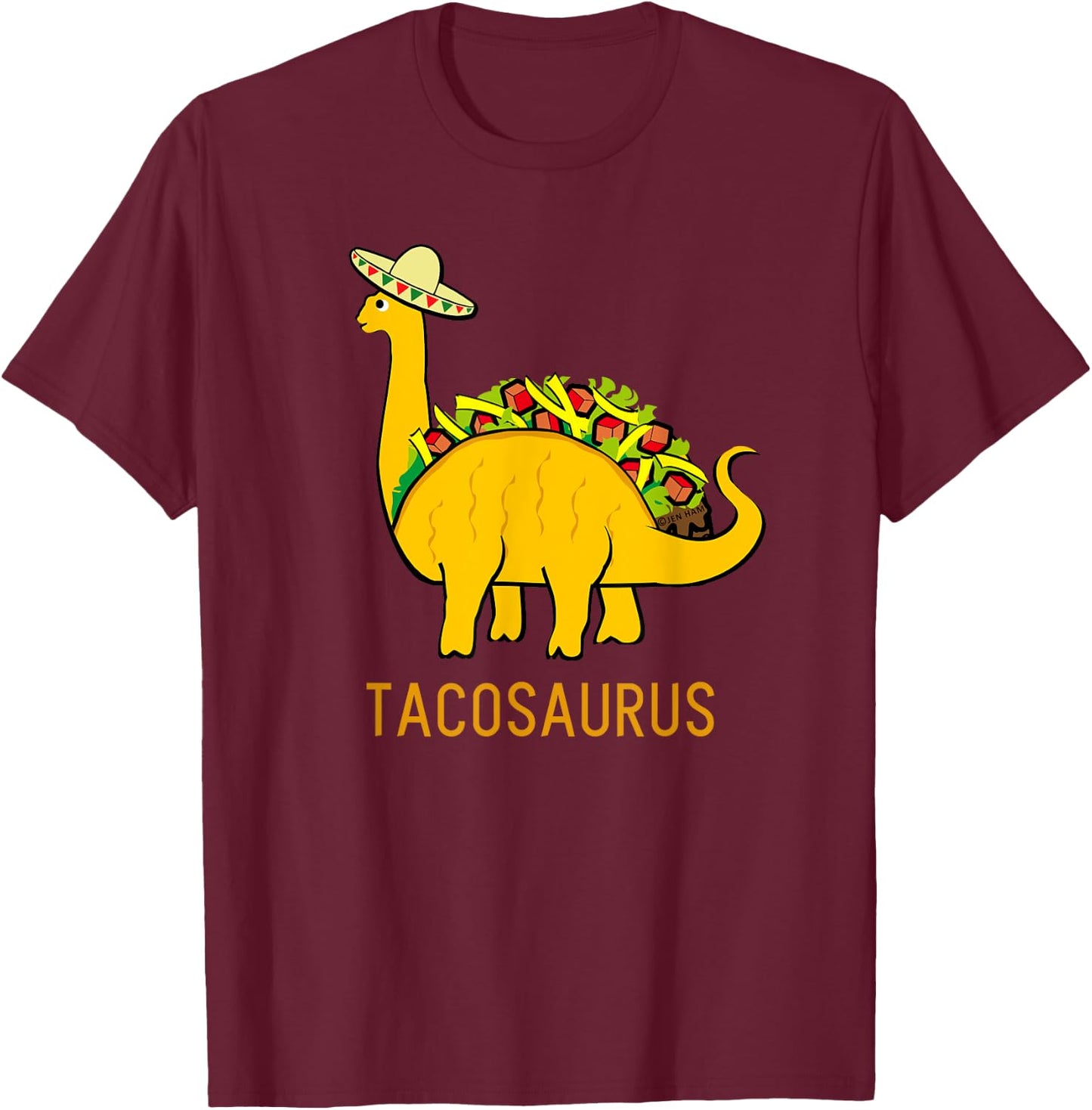 Tacosaurus Cinco de Mayo Shirt Funny Taco Dinosaur Gift T-Shirt - T-Shirt | Maroon