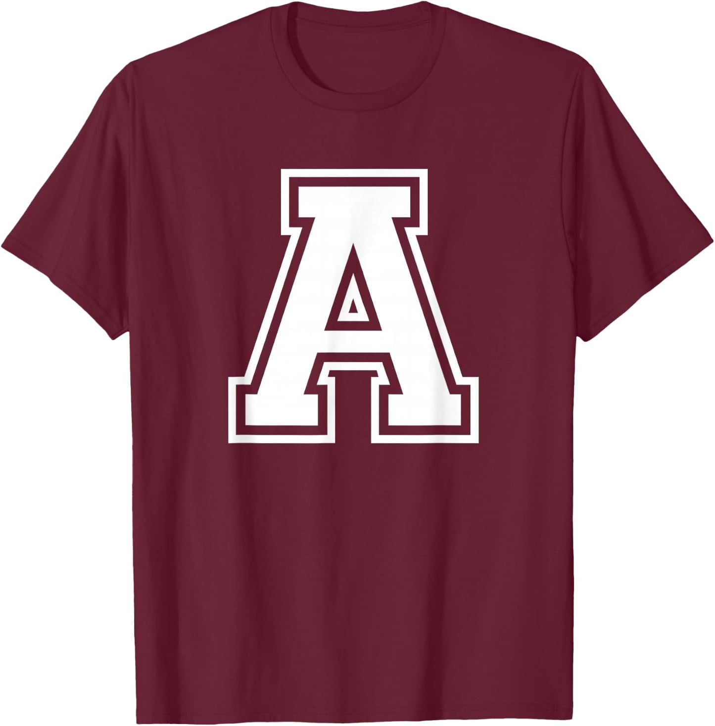 Letter A Name Initial Varsity Alphabet Monogram T-Shirt - T-Shirt | Maroon