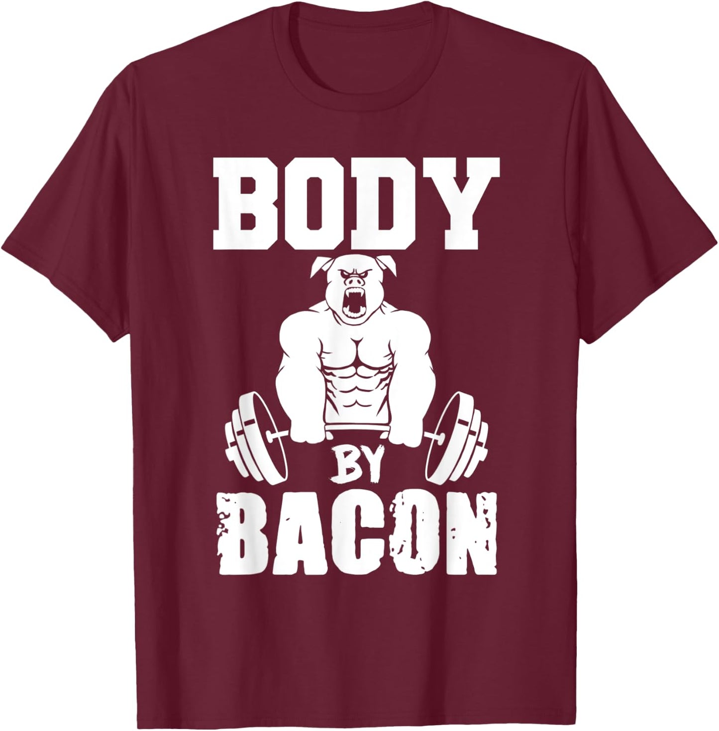 Funny Body By Bacon Gym Lifting T-Shirt - T-Shirt | Maroon