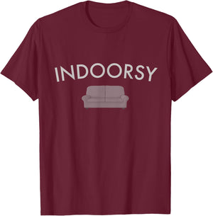 Indoorsy Introvert Couch Potato Funny T Shirt T-Shirt - T-Shirt | Maroon