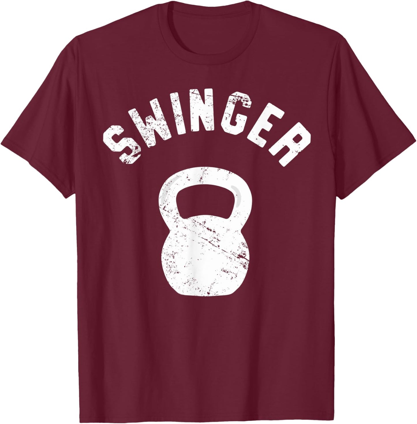 Swinger, Funny Kettlebell Workout Pun Gift T-Shirt - T-Shirt | Maroon