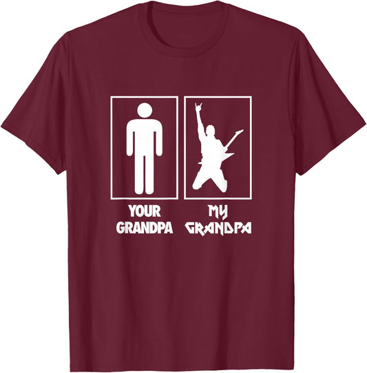 Your Grandpa My Grandpa Guitar Rock N Roll Music Band T-Shirt - T-Shirt | Maroon
