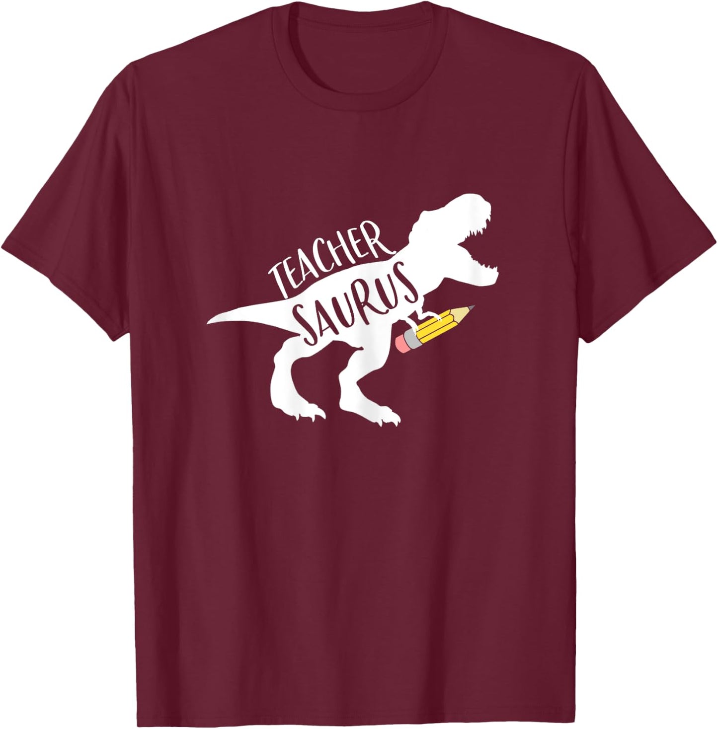 Dinosaur Teacher Shirt Teachersaurus Rex Funny Dino Gift T-Shirt - T-Shirt | Maroon