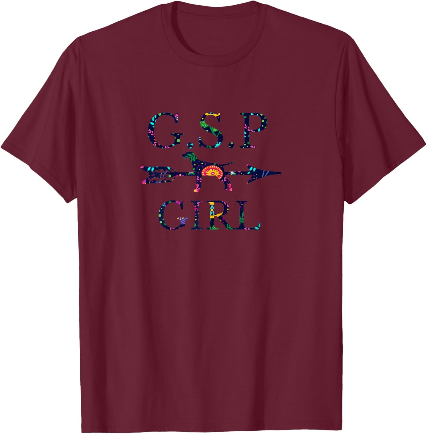 German Shorthair Pointer Mom Girl Silhouette T-Shirt - T-Shirt | Maroon