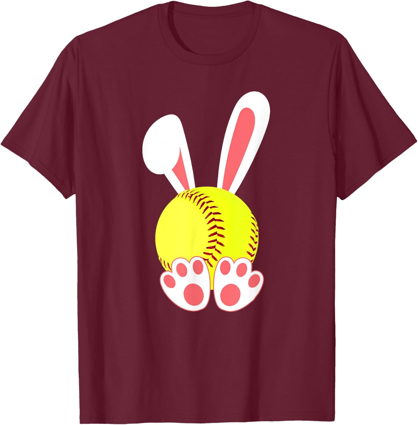 Softball Easter Bunny Funny Girls Softball Player T-Shirt - T-Shirt | Maroon