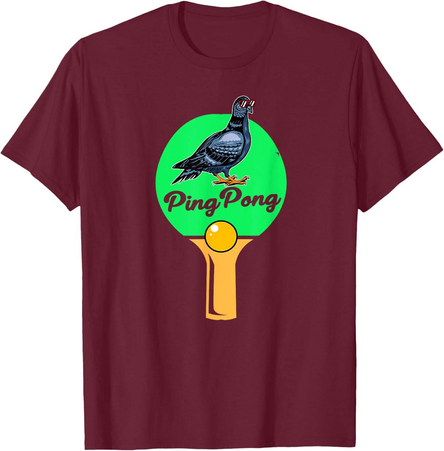 Pigeon Gifts For Pigeon Racing Men Women Kids Pigeon Ping Pong Black -Adults Small Classic Fit Short Sleeve Cotton 60% Polyester 40% T-Shirt - T-Shirt | Maroon