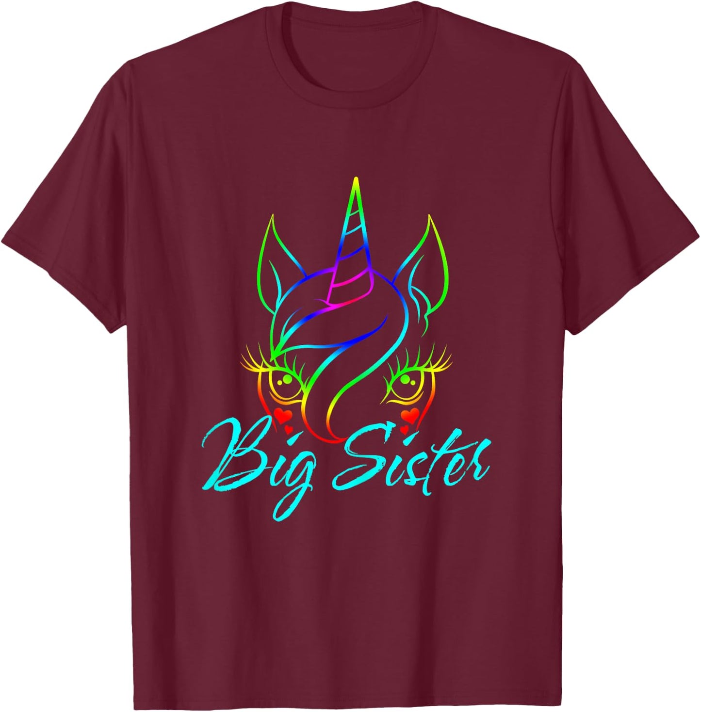 Magical Unicorn Big Sister Men Women Girls Teens T-Shirt - T-Shirt | Maroon