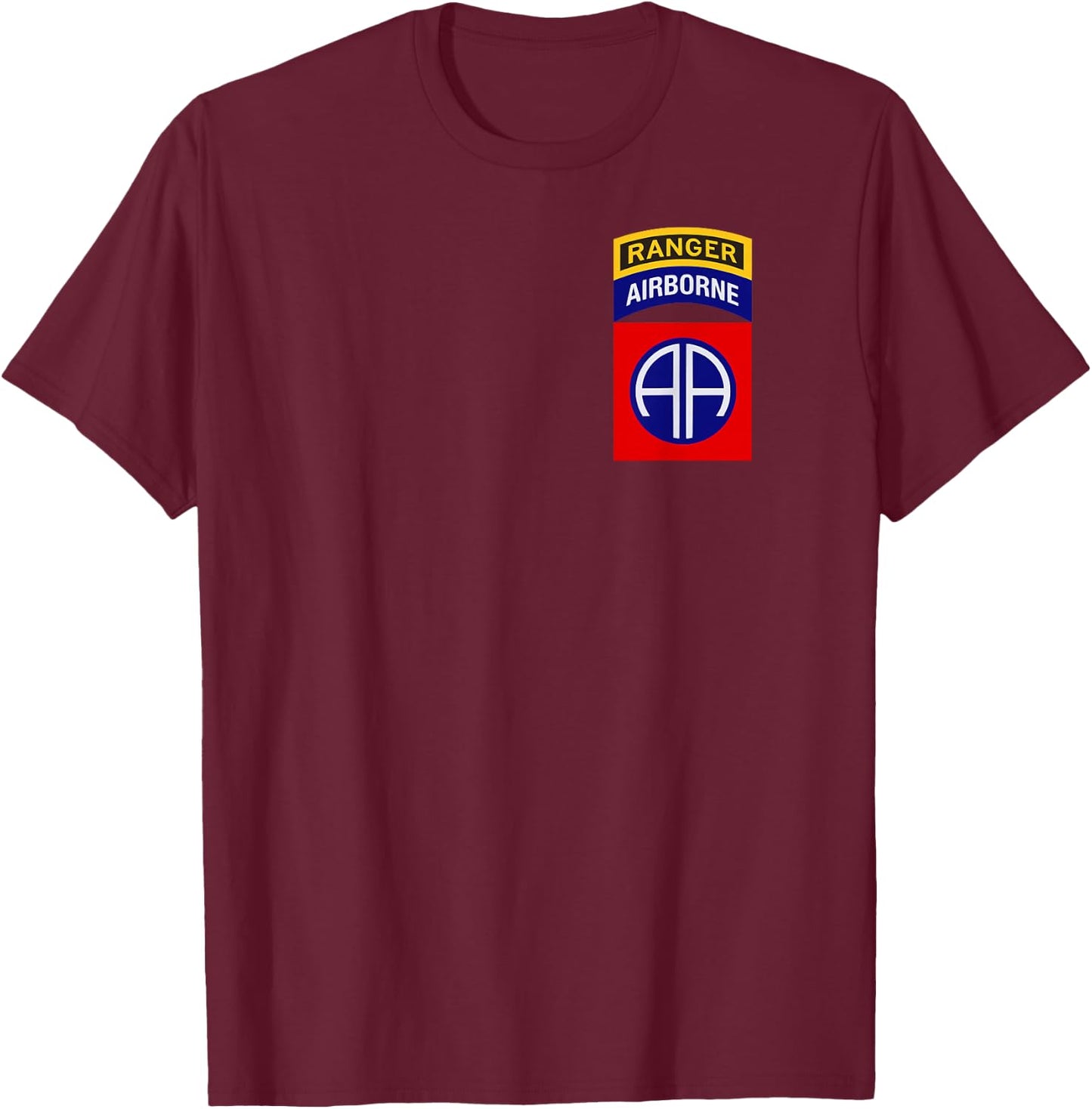 82nd Airborne Shirt - 82nd Airborne Ranger Shirt "Classic" T-Shirt - T-Shirt | Maroon