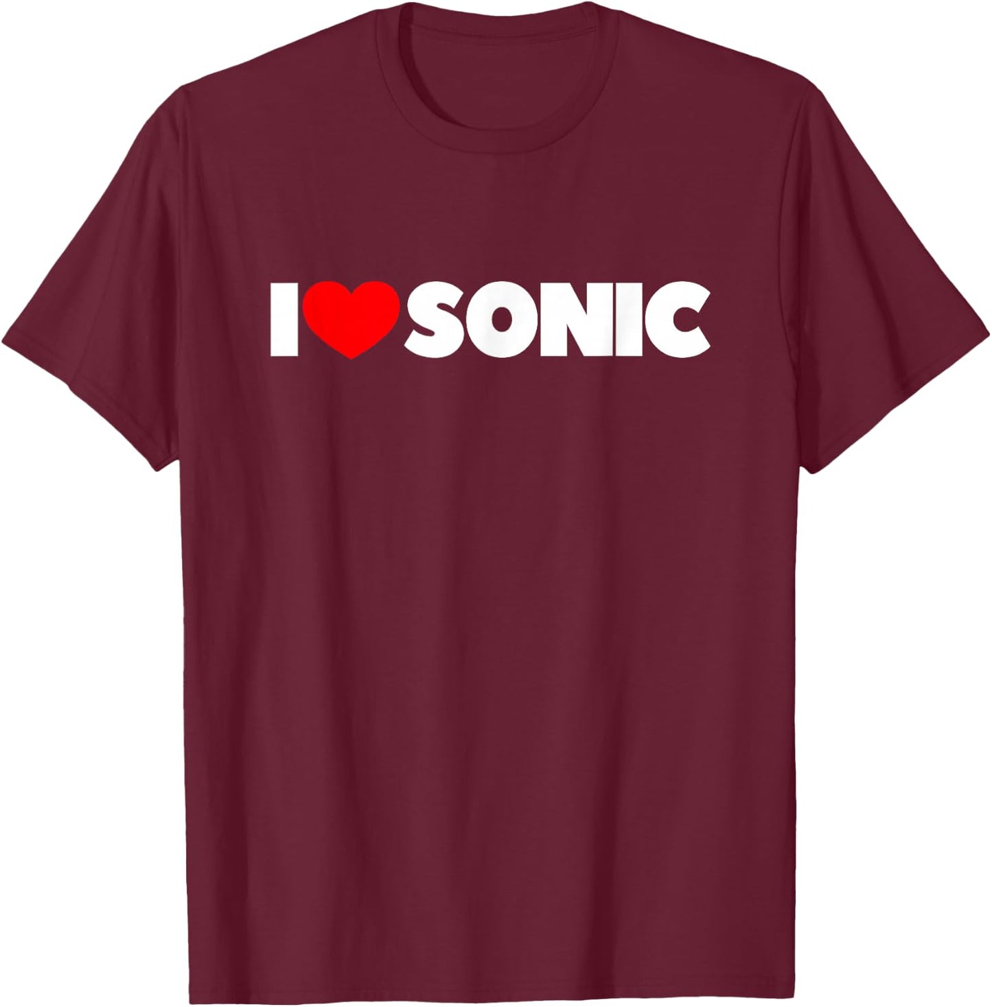 I Love (Heart) Sonic T-Shirt - T-Shirt | Maroon