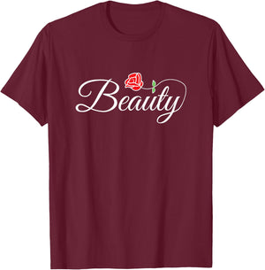 Beauty and Beast Shirts Matching Couple Outfits T-Shirt - T-Shirt | Maroon