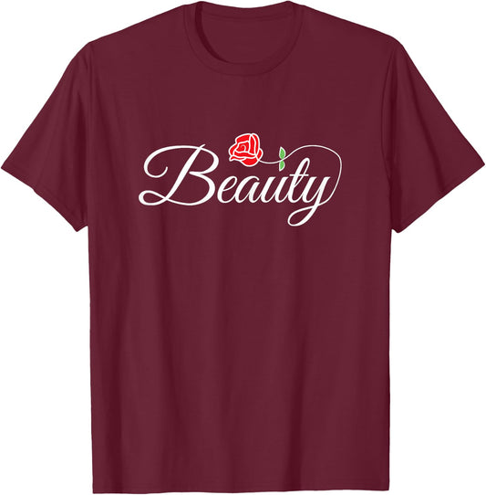 Beauty and Beast Shirts Matching Couple Outfits T-Shirt - T-Shirt | Maroon